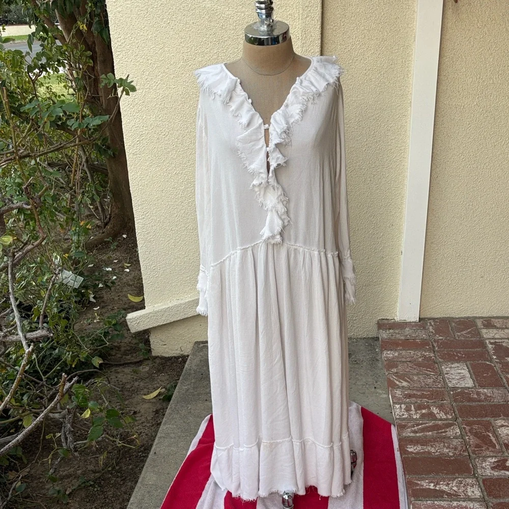 Free People Sweet Darlin White Ruffle Maxi Dress - Picture 5 of 13
